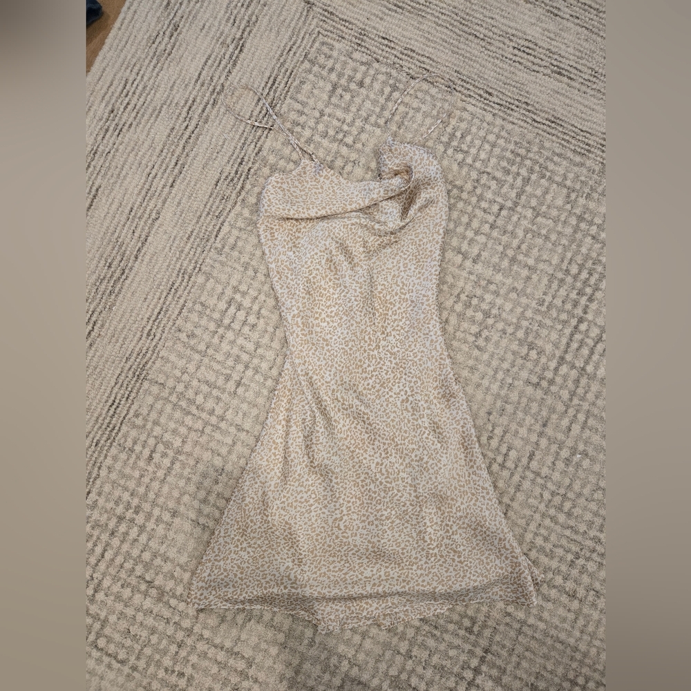 Abercrombie & Fitch Beige Leopard Print Slip Dress